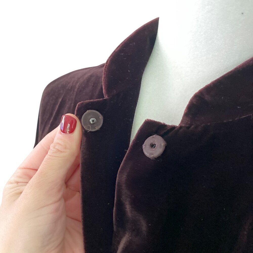 Vintage Jaeger Velvet Snap Front Shirt & Trousers Dark Brown Quiet Luxury Silk - Picture 7 of 11
